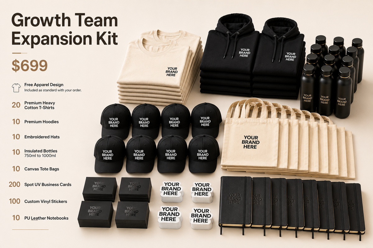Growth Team Expansion Kit - branded apparel and merch bundle by TRZO