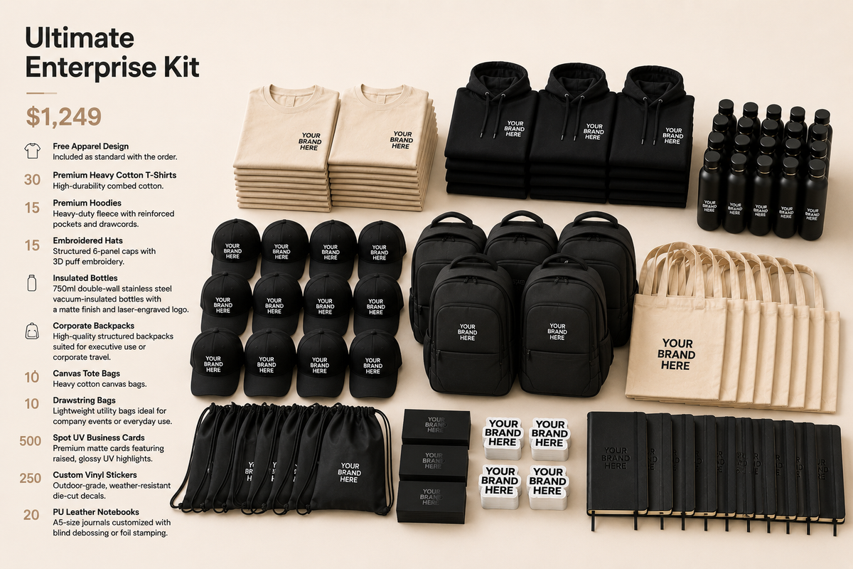 Ultimate Enterprise Onboarding Kit - scaled custom apparel package by TRZO